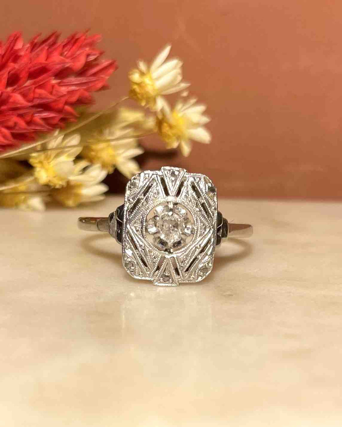 Bague Vintage Art - déco Diamants &quot;Faustine&quot; - Elliade Paris
