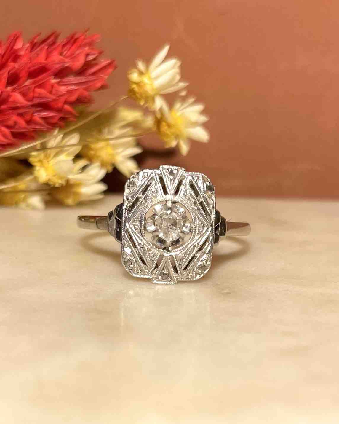 Bague Vintage Art - déco Diamants &quot;Faustine&quot; - Elliade Paris