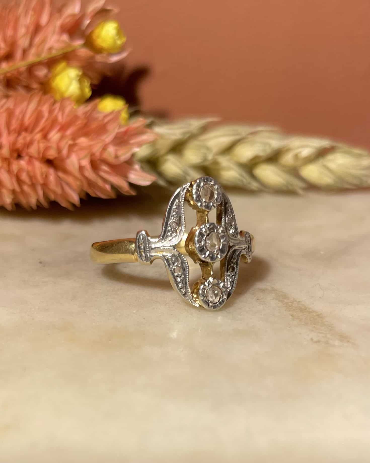 Bague Vintage Art - Déco Diamants &quot;Makayla&quot; - Elliade Paris