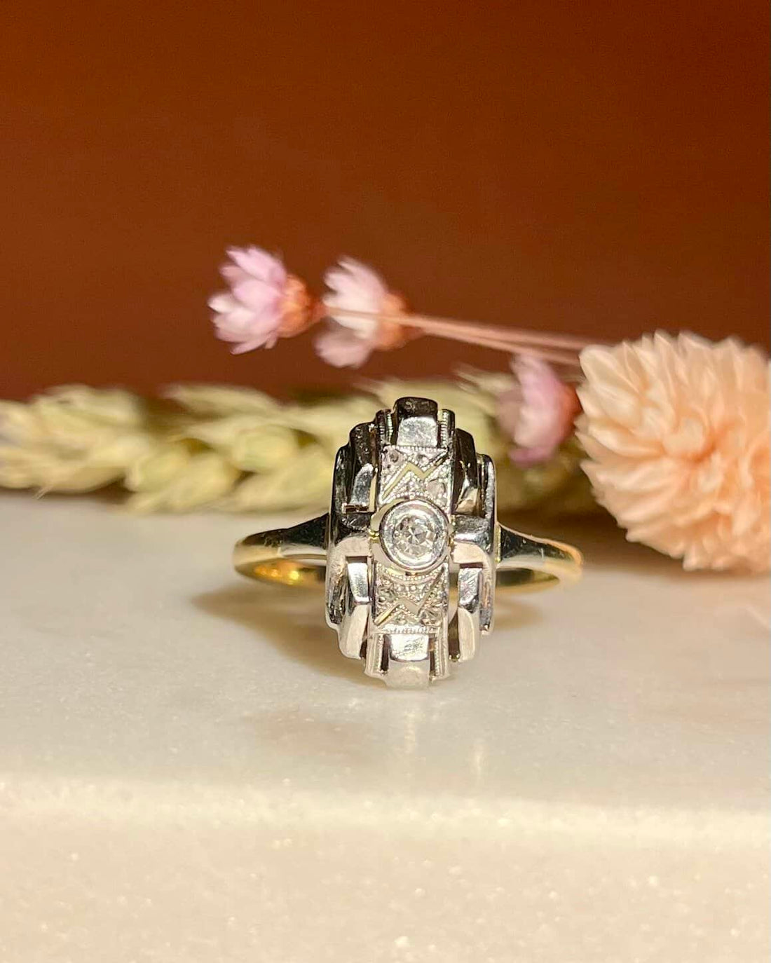 Bague Vintage Art - Déco Diamants &quot;Milena&quot; - Elliade Paris