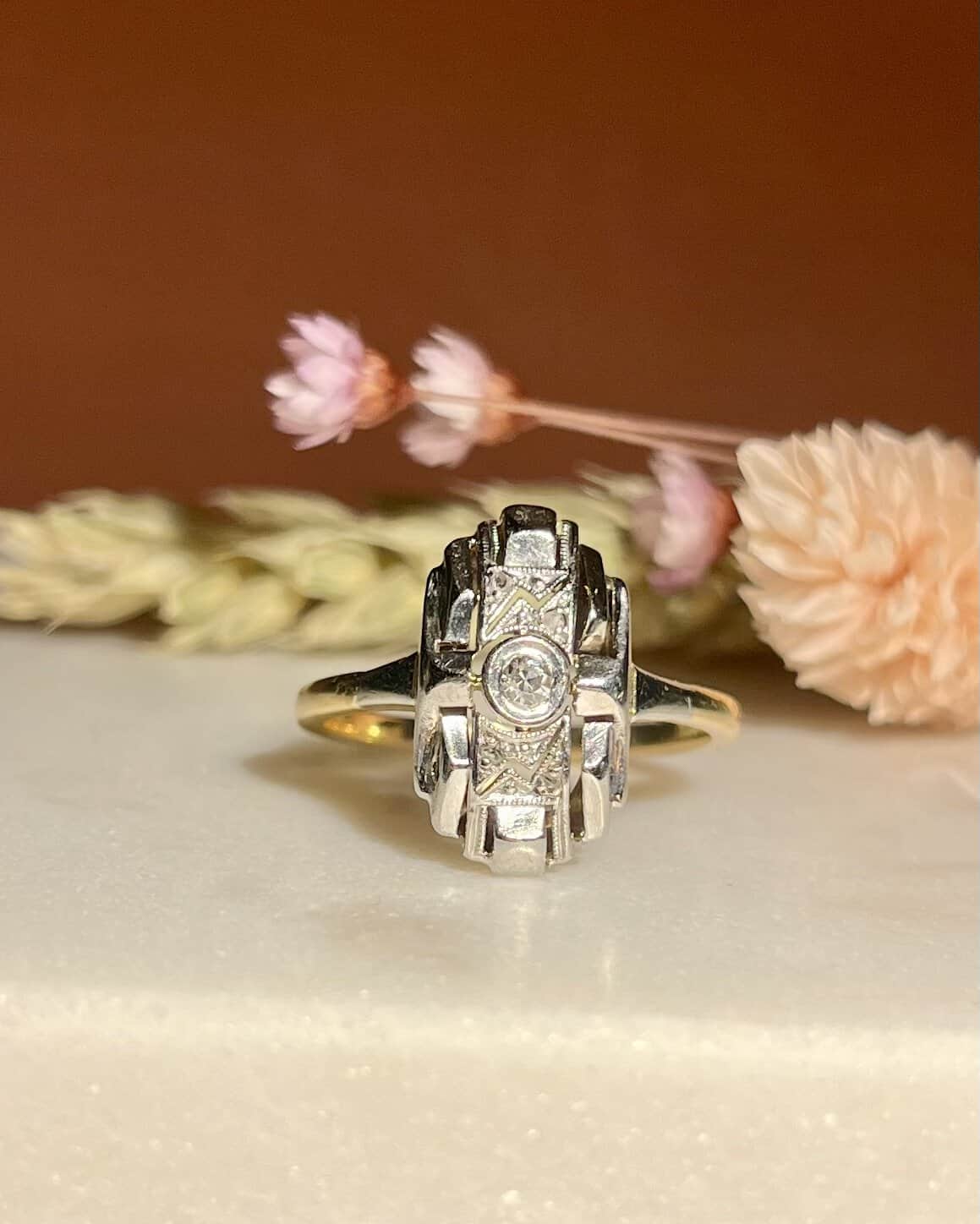 Bague Vintage Art - Déco Diamants &quot;Milena&quot; - Elliade Paris