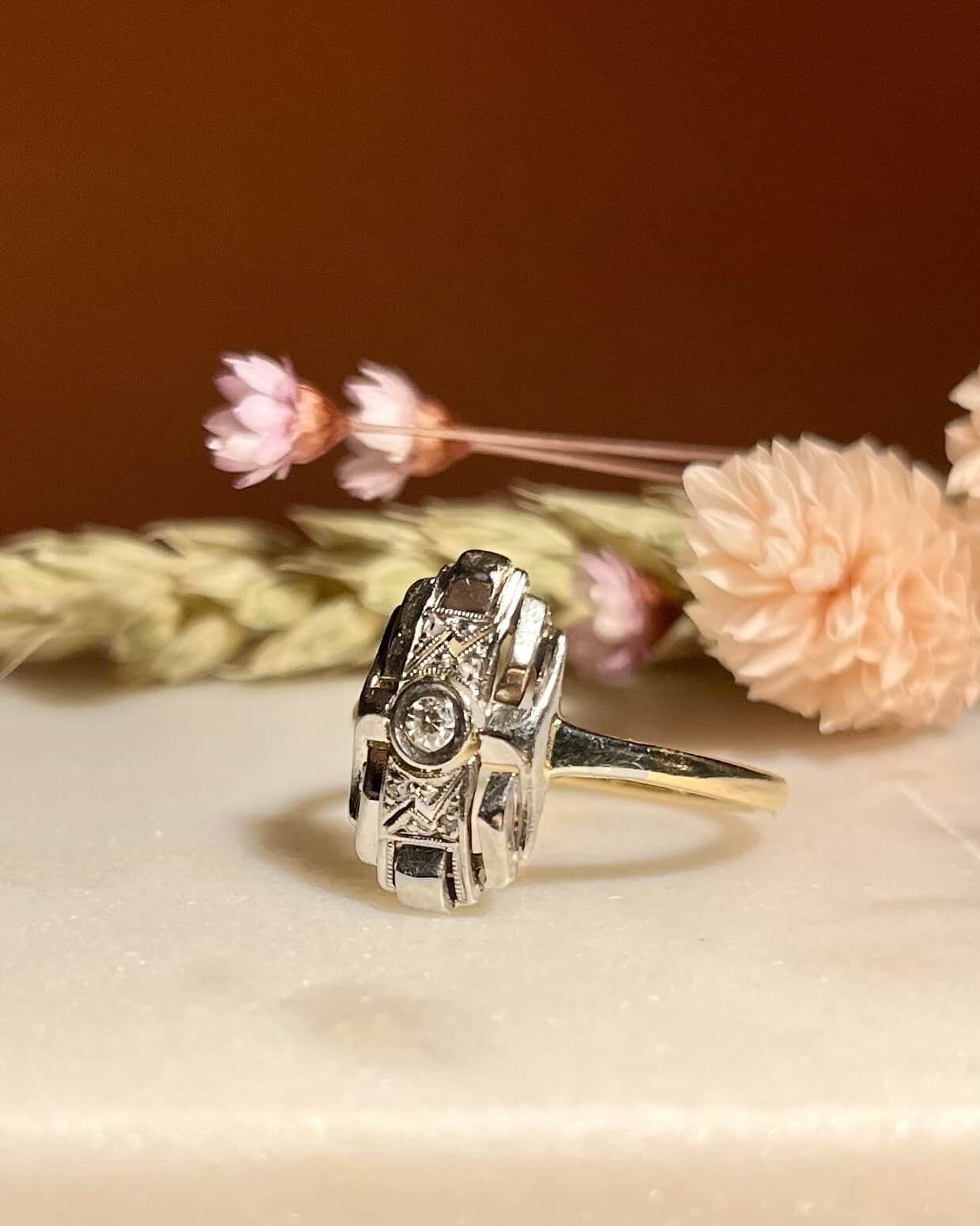 Bague Vintage Art - Déco Diamants "Milena" - Elliade Paris