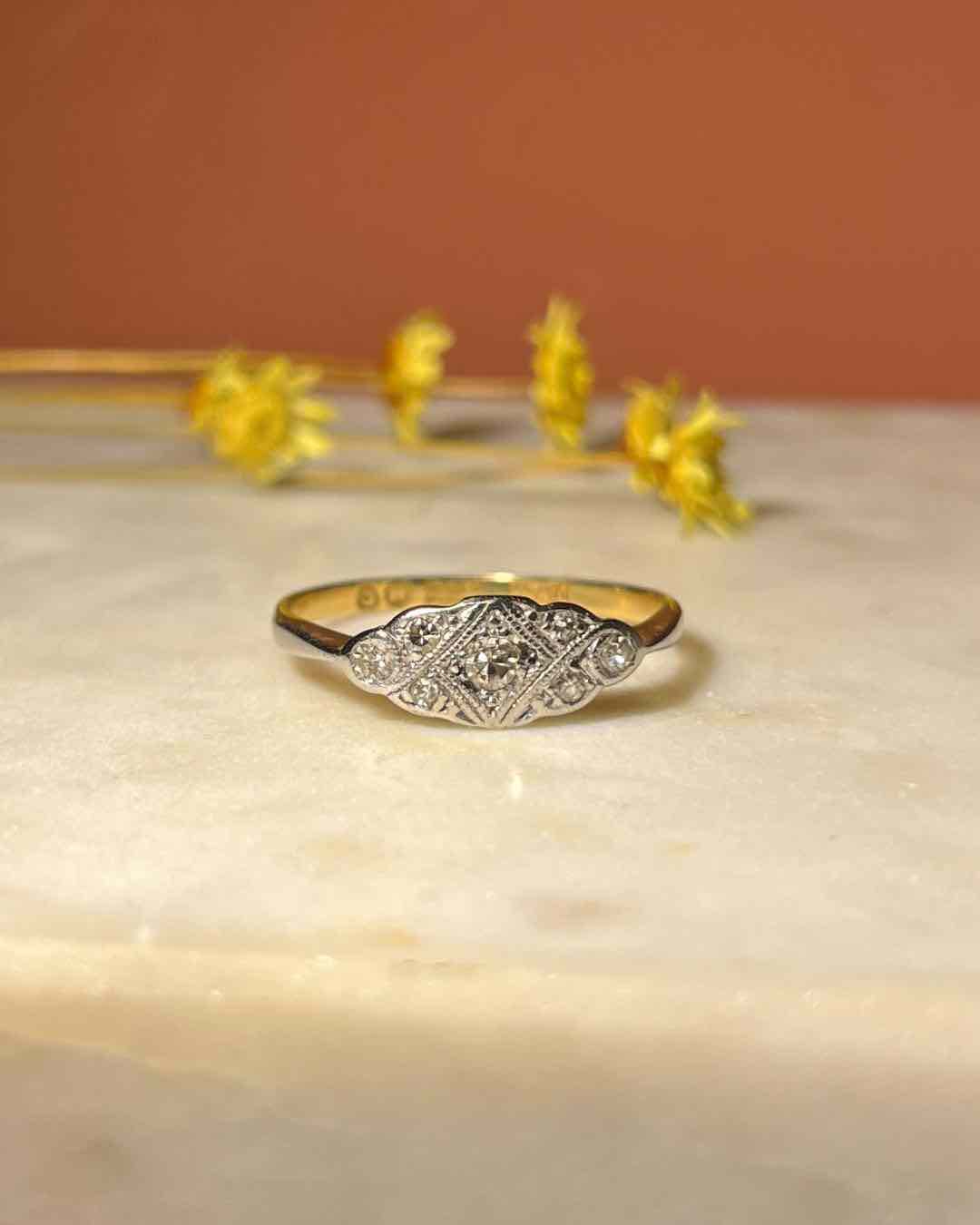 Bague vintage Art-déco Diamants &quot;Paulina&quot;