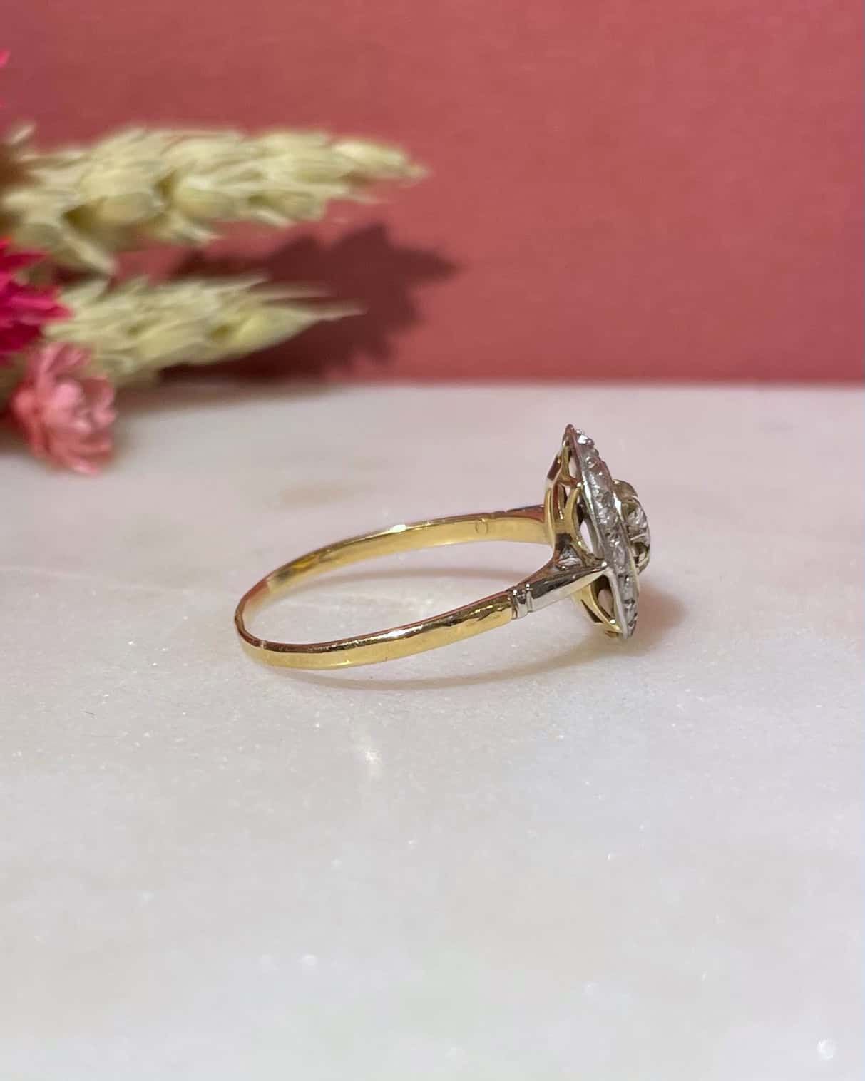 Bague Vintage Art - déco Diamants "Rose" - Elliade Paris
