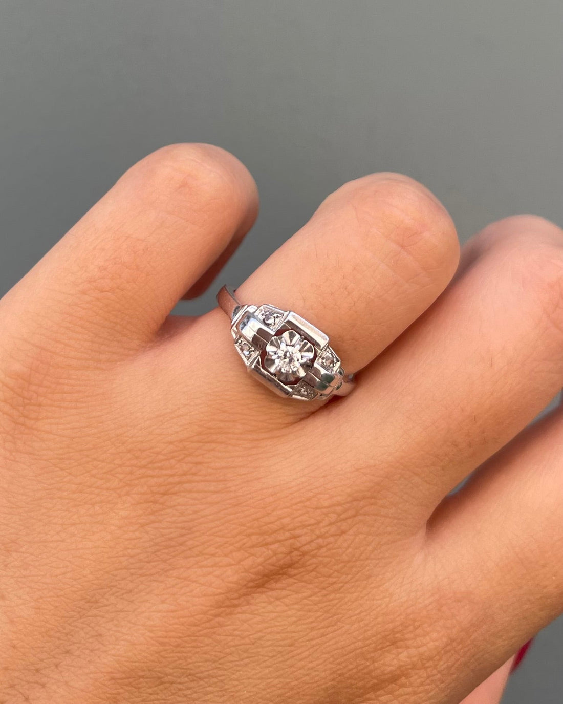 Bague Vintage Art - Déco Diamants &quot;Sanaé&quot; - Elliade Paris