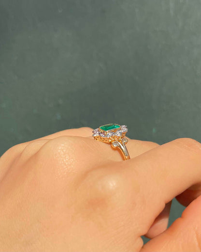 Bague vintage Art - Déco émeraude &amp; Diamants &quot;Persia&quot; - Elliade Paris