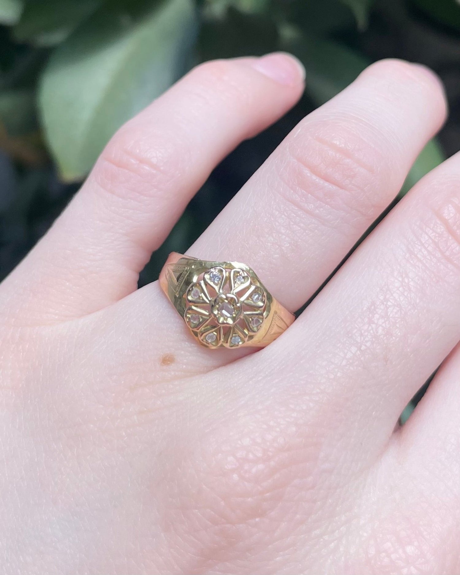 Bague Vintage Art - Déco Fleur Diamants &quot;Léonie&quot; - Elliade Paris