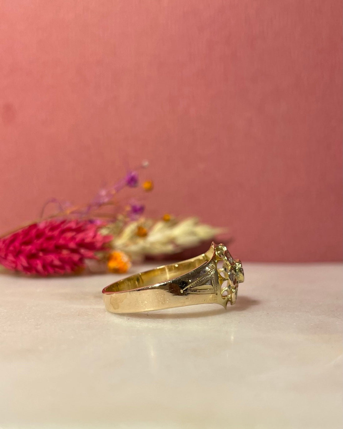Bague Vintage Art - Déco Fleur Diamants &quot;Léonie&quot; - Elliade Paris