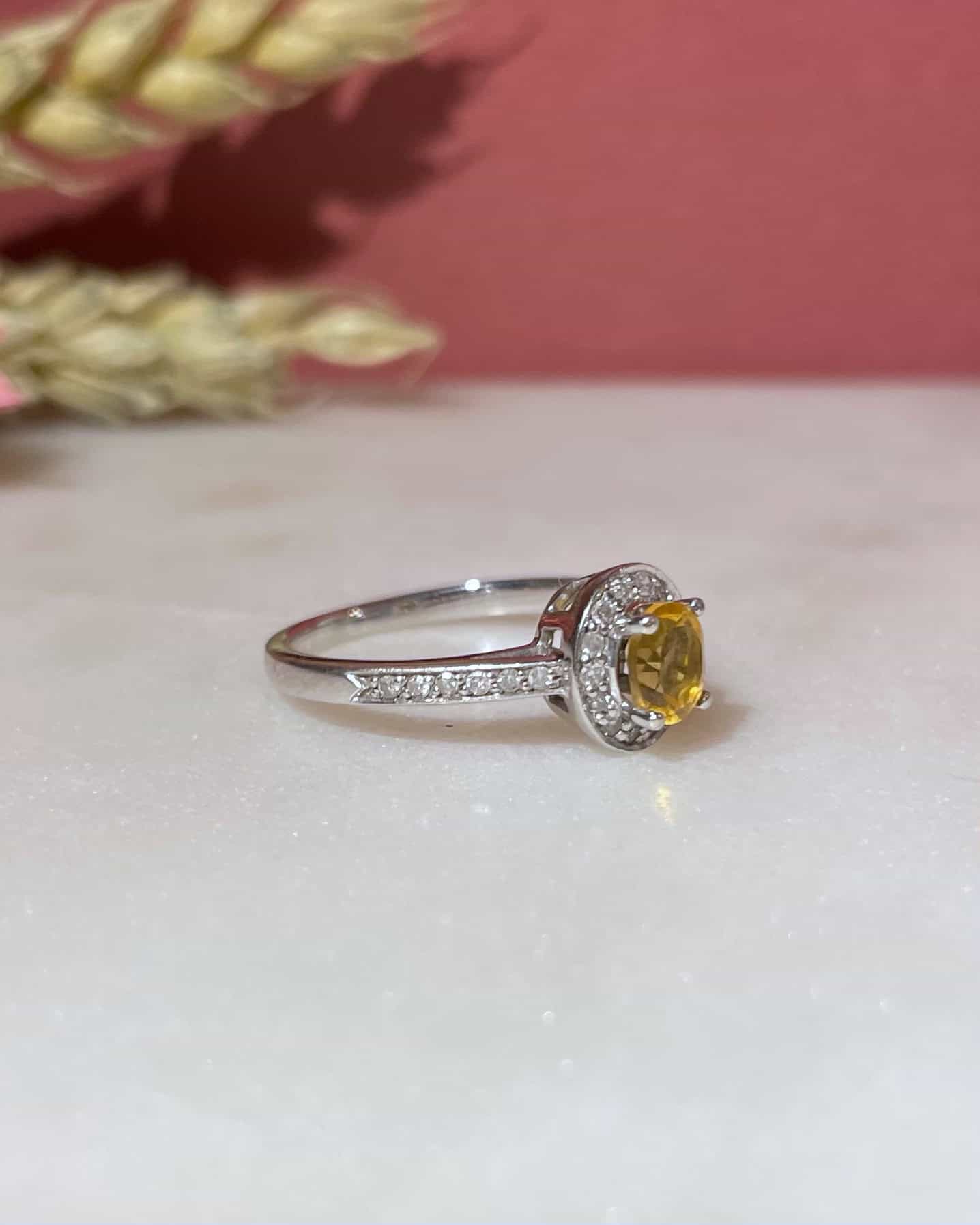 Bague Marguerite Citrine &amp; 26 Diamants "Daisy"