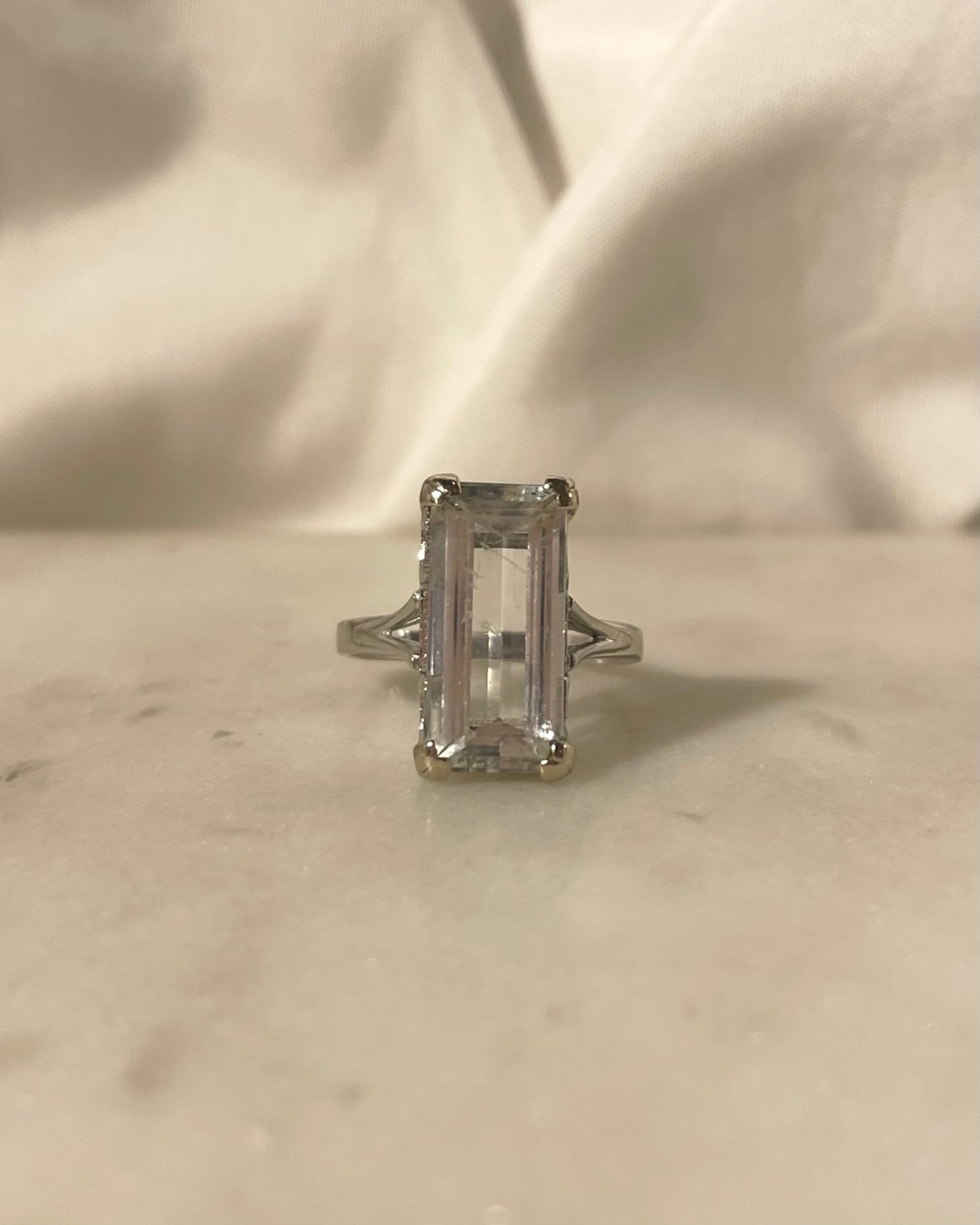 Bague Vintage Cocktail Aigue - marine 3 carats &quot;Sanna&quot; - Elliade Paris