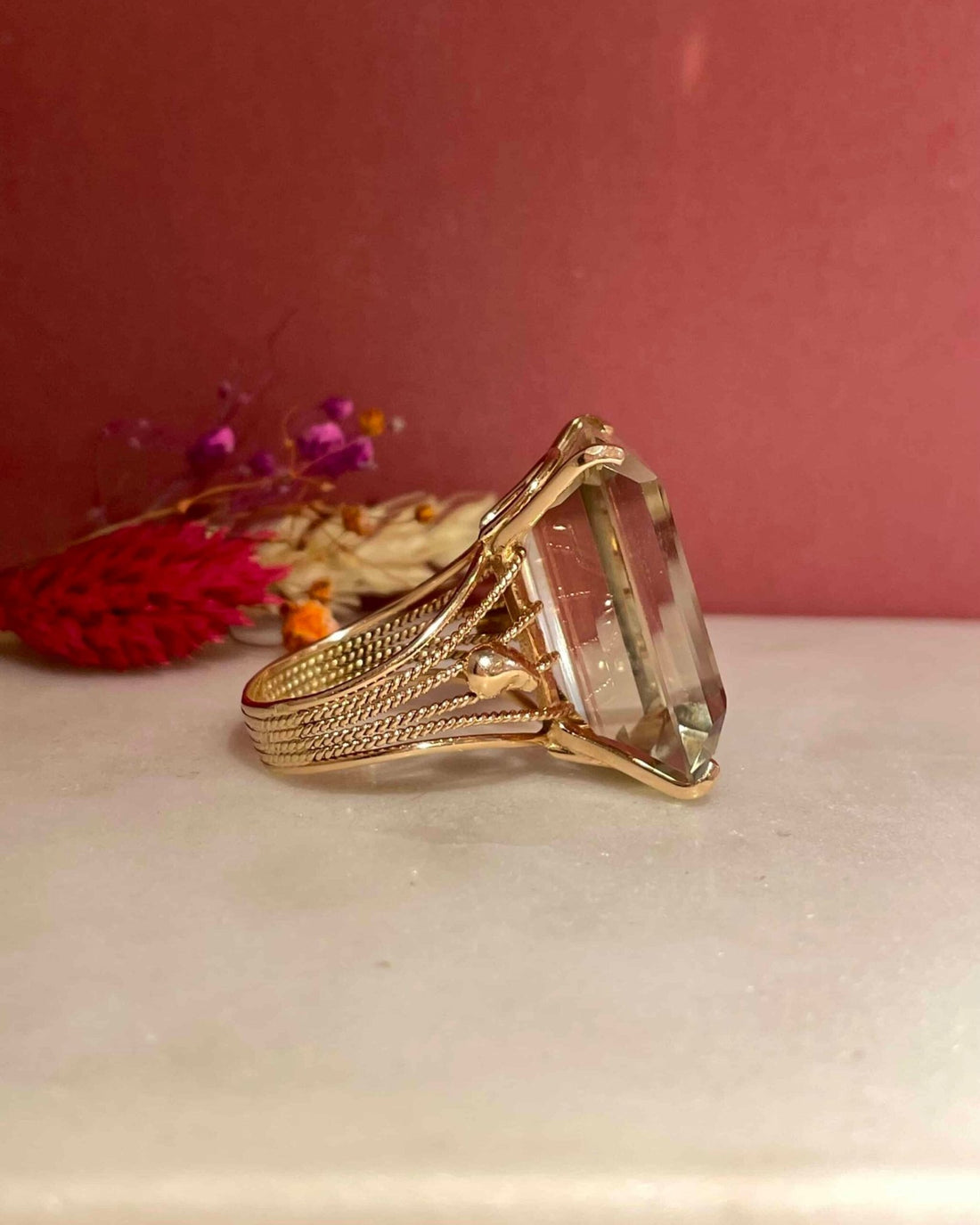 Bague Vintage Cocktail Citrine 36.90 carats &quot;Clara&quot; - Elliade Paris