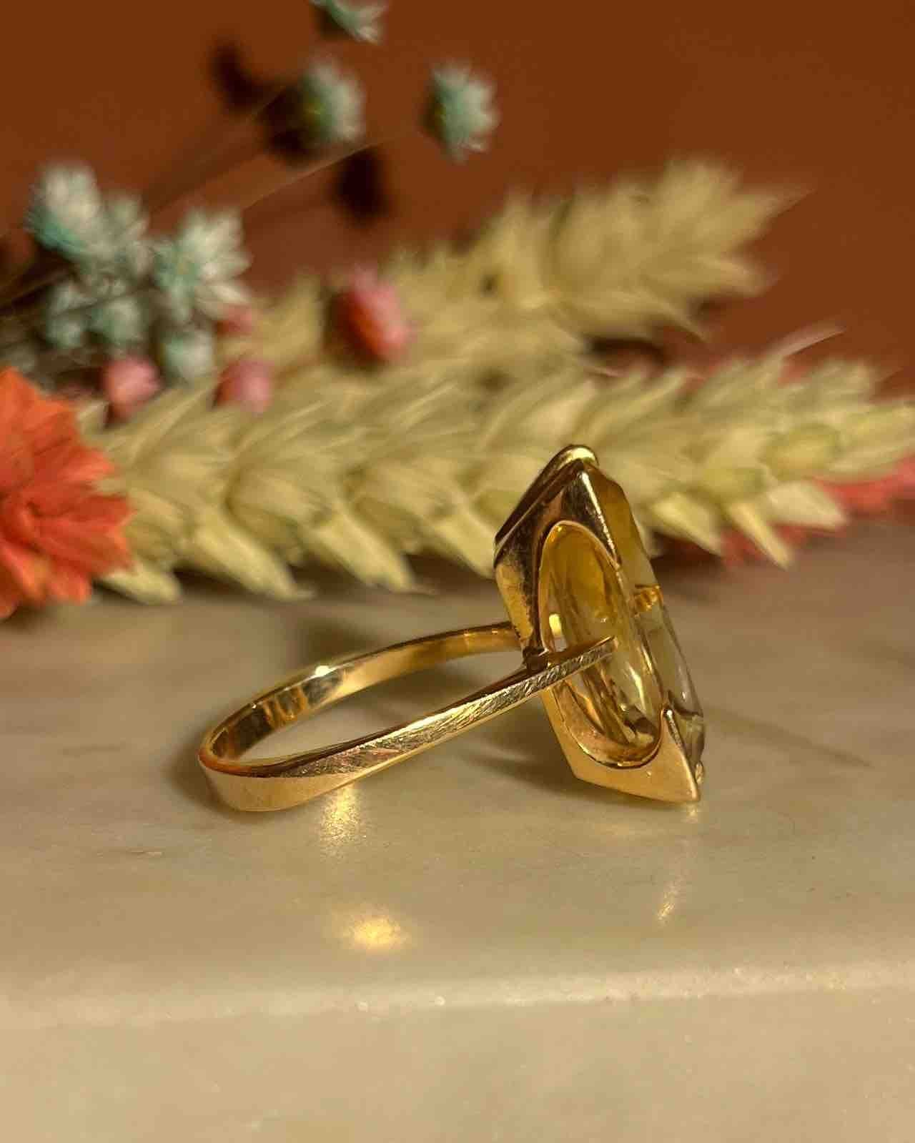 Bague vintage cocktail Citrine 6 carats "Ivanna" - Elliade Paris