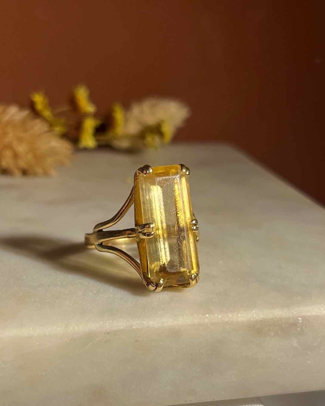 Bague vintage cocktail Citrine &quot;Alizée&quot;