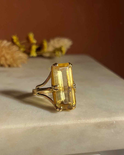Bague vintage cocktail Citrine &quot;Alizée&quot;