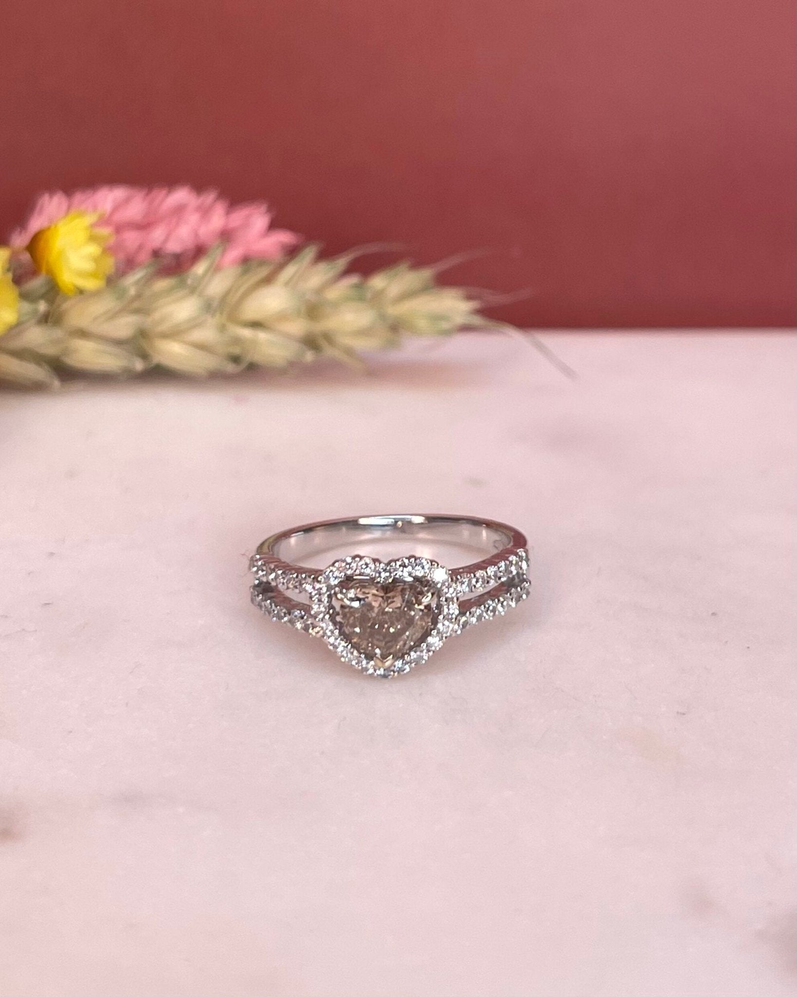 Bague Vintage Coeur Diamants 1.09 carat "Evelyne" - Elliade Paris