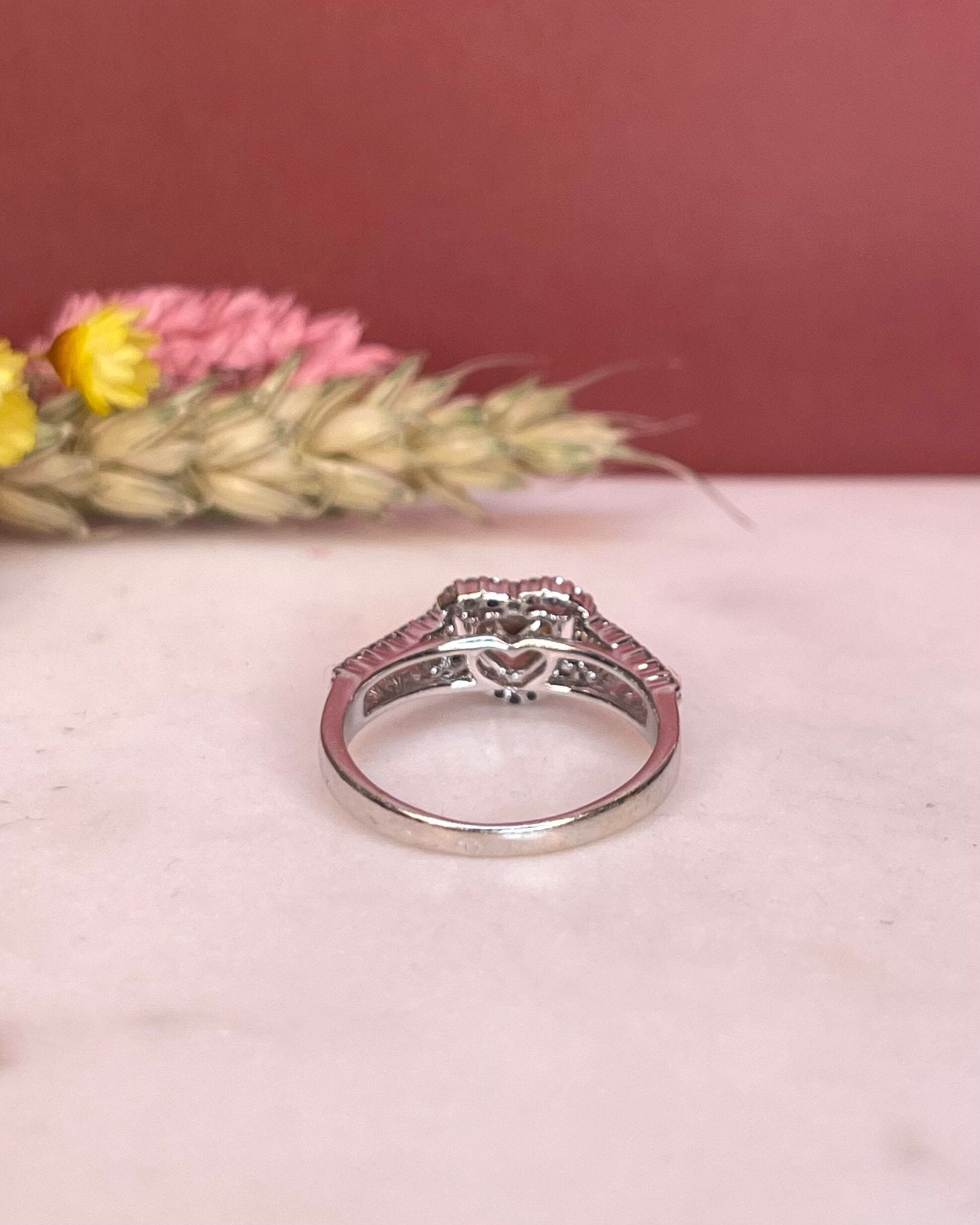 Bague Vintage Coeur Diamants 1.09 carat &quot;Evelyne&quot; - Elliade Paris