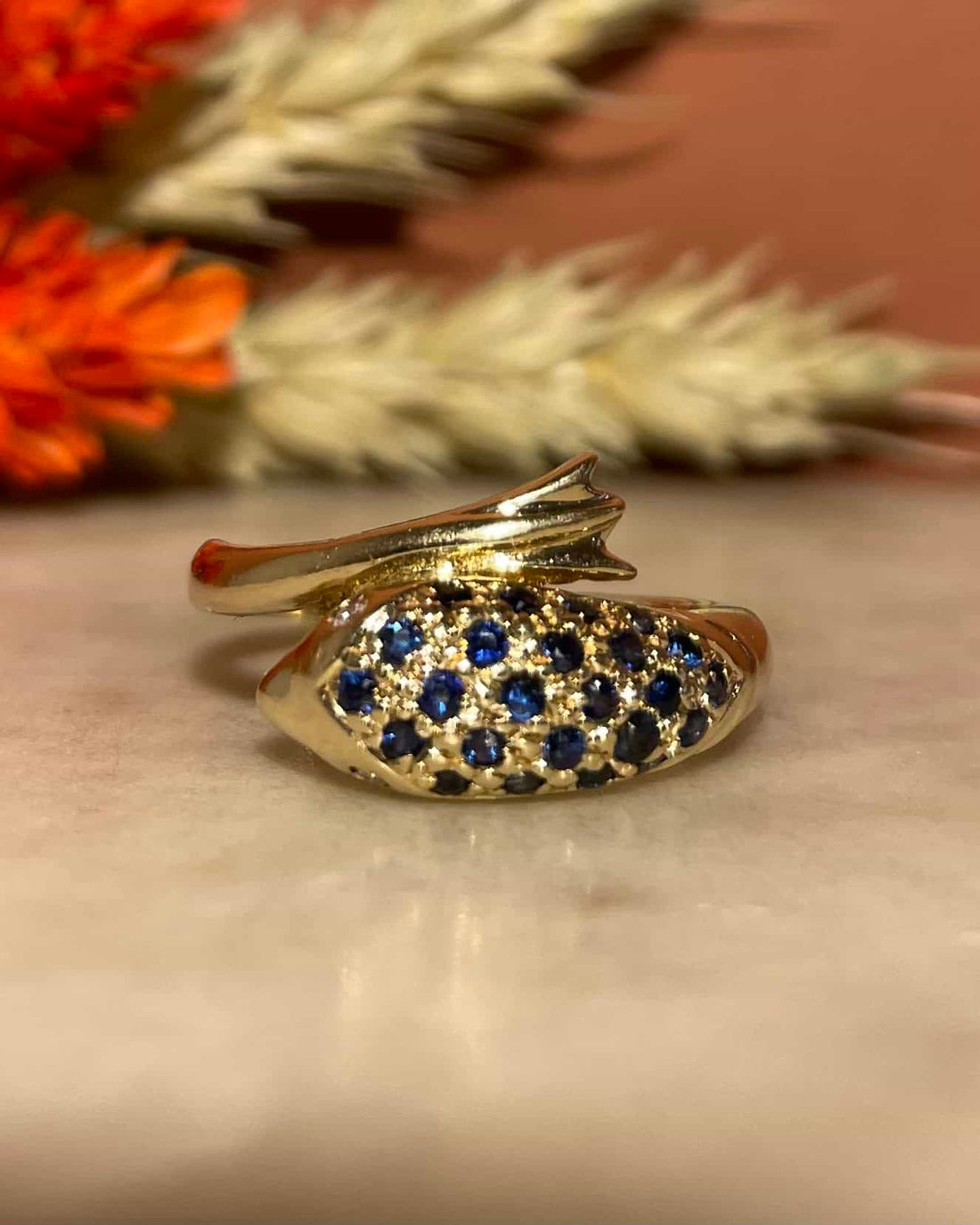 &quot;Émmaé&quot; Dolphin Ring with 24 Sapphires and Diamonds