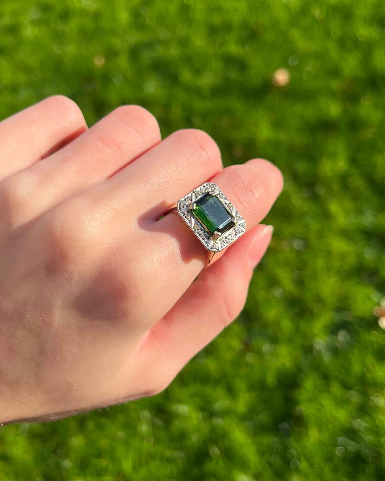 Bague Chevalière Style Art-Déco Tourmaline &quot;Saray&quot;