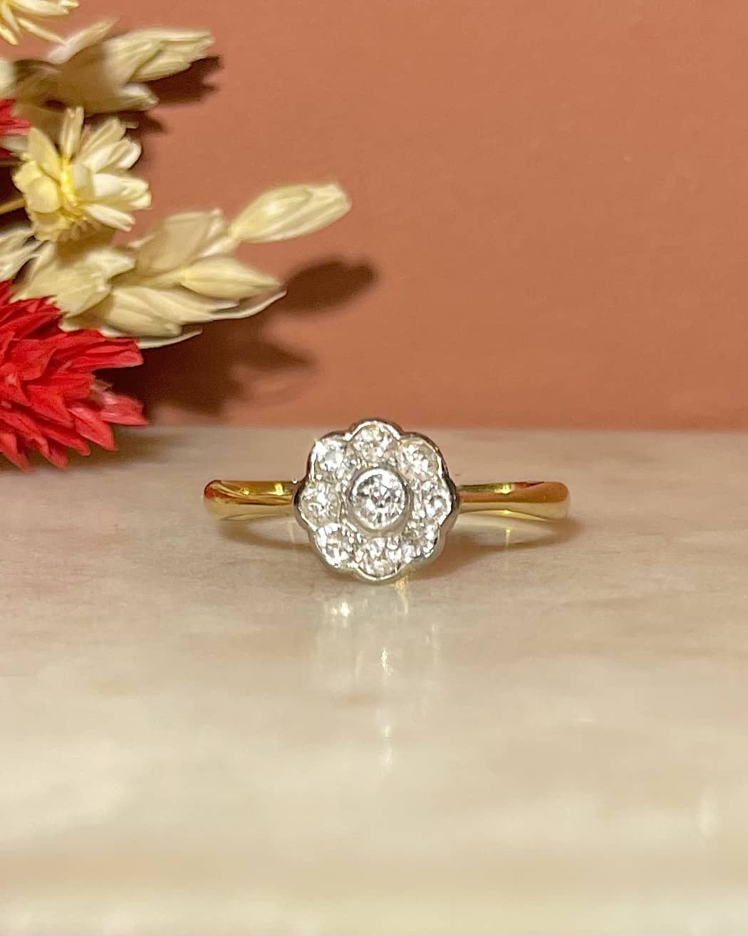 Bague fleur Art déco diamants &quot;Mayra&quot;