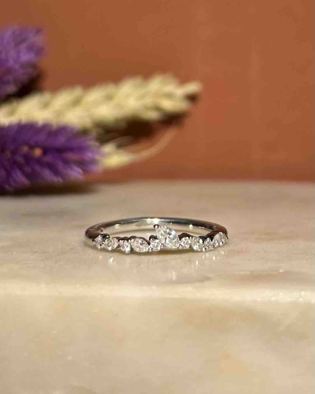 Demi Alliance Diamants navettes et ronds &quot;Ryma&quot;