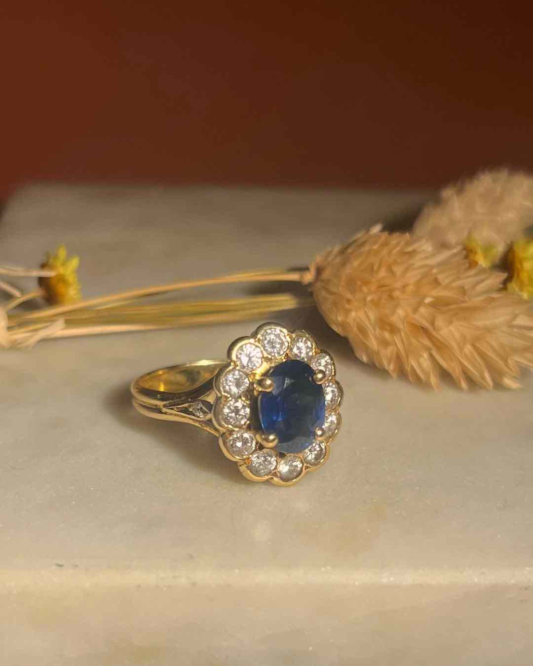 Bague Marguerite Saphir &amp; Diamants &quot;Anna-Lou&quot;