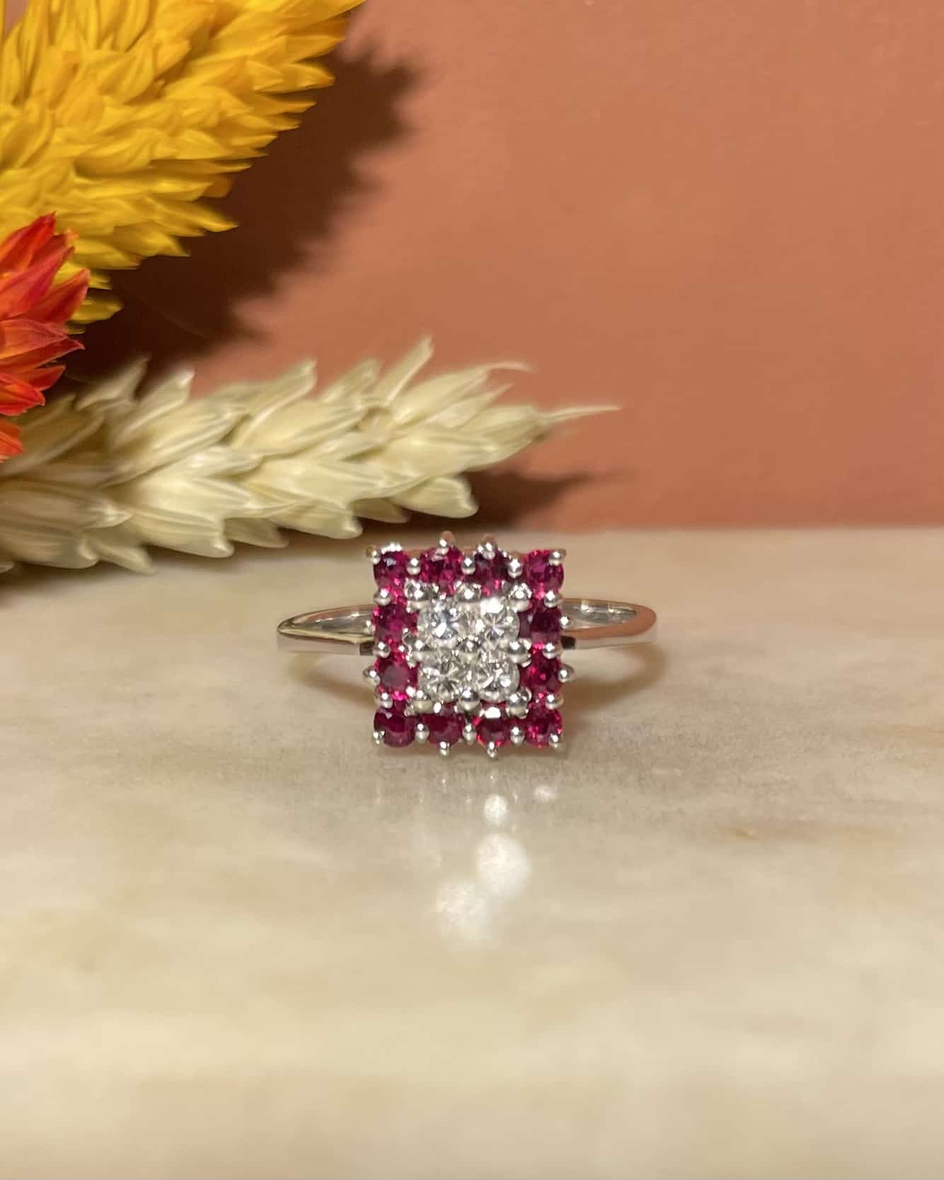 Bague Damier Rubis &amp; Diamants "Briar"