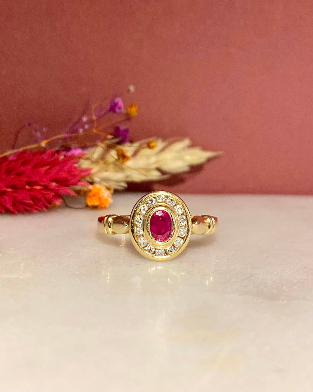 Bague Style Art-Déco Rubis 0.35 carat et Diamants &quot;Carly&quot;