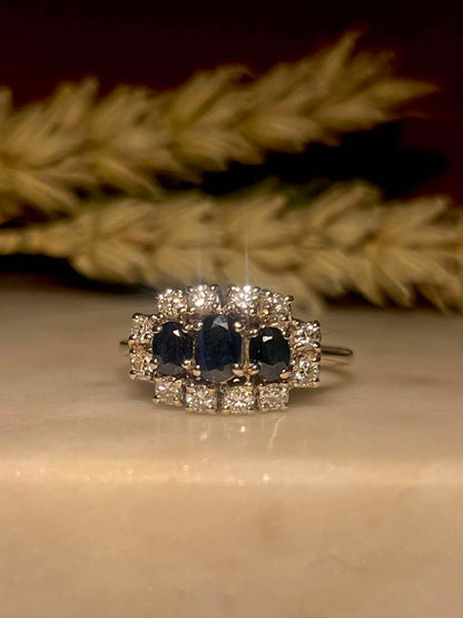 Bague Trilogie Saphirs et Diamants &quot;Juliane&quot;
