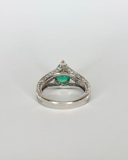 Bague Vintage Émeraude 2 cts &amp; 33 Diamants &quot;Gladys&quot; - Elliade Paris