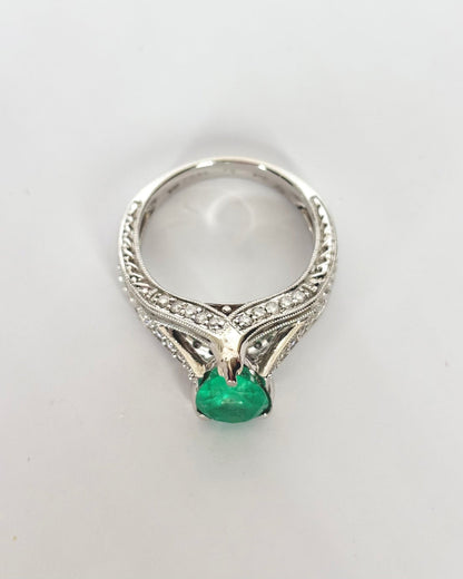 Bague Vintage Émeraude 2 cts &amp; 33 Diamants &quot;Gladys&quot; - Elliade Paris