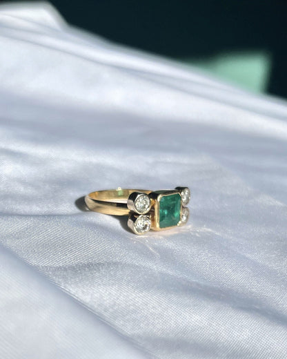 Bague Vintage émeraude &amp; diamants &quot;Ava&quot; - Elliade Paris