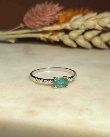 Bague Vintage Émeraude &amp; Diamants &quot;Bianca&quot; - Elliade Paris