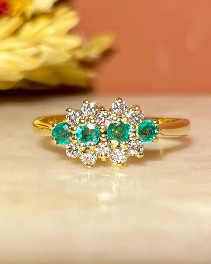 Bague Constellation Emeraudes &amp; Diamants  &quot;Véra&quot;