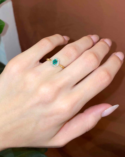 Bague Style Art-Déco Emeraude &amp; Diamants &quot;Rory&quot;