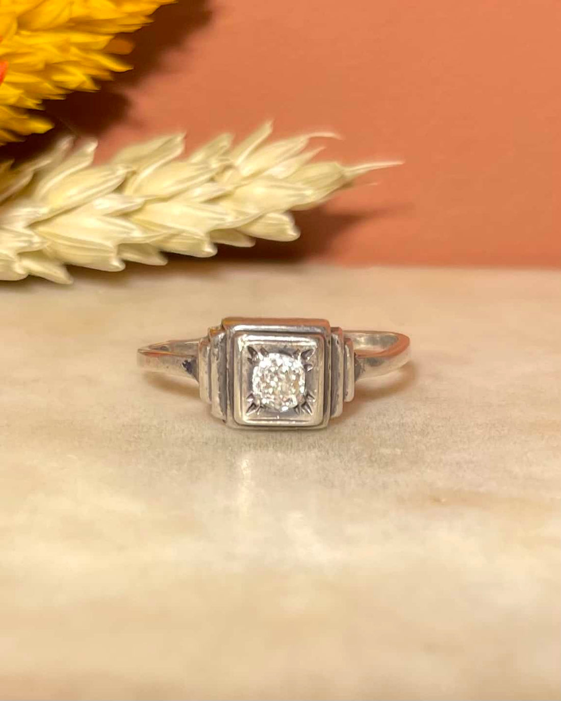 Bague Art déco Argent massif &amp; Diamant 0.25 carat &quot;Elliot&quot;