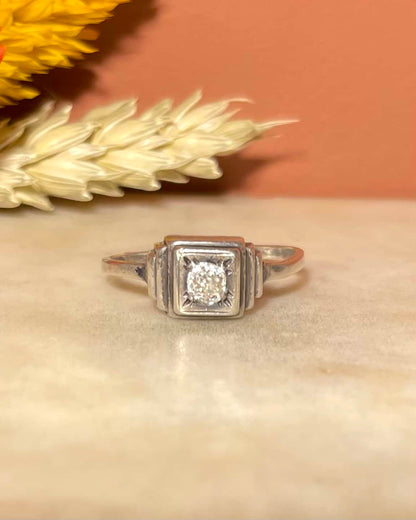 Bague Art déco Argent massif &amp; Diamant 0.25 carat &quot;Elliot&quot;