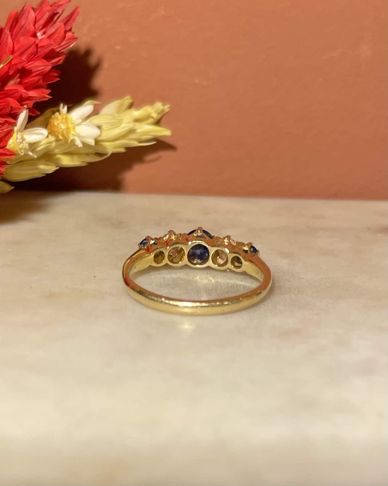 "Shannon" Diamond &amp;amp; Sapphire River Ring