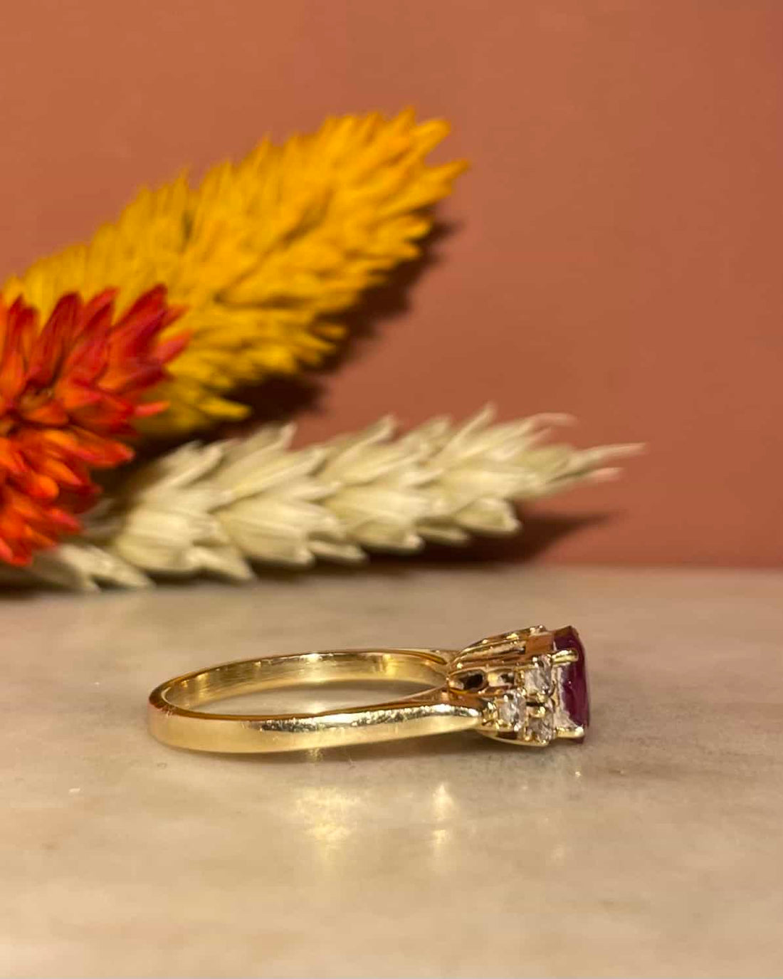 Bague Trilogie Rubis 1 carat &amp; Diamants &quot;Riviera&quot;