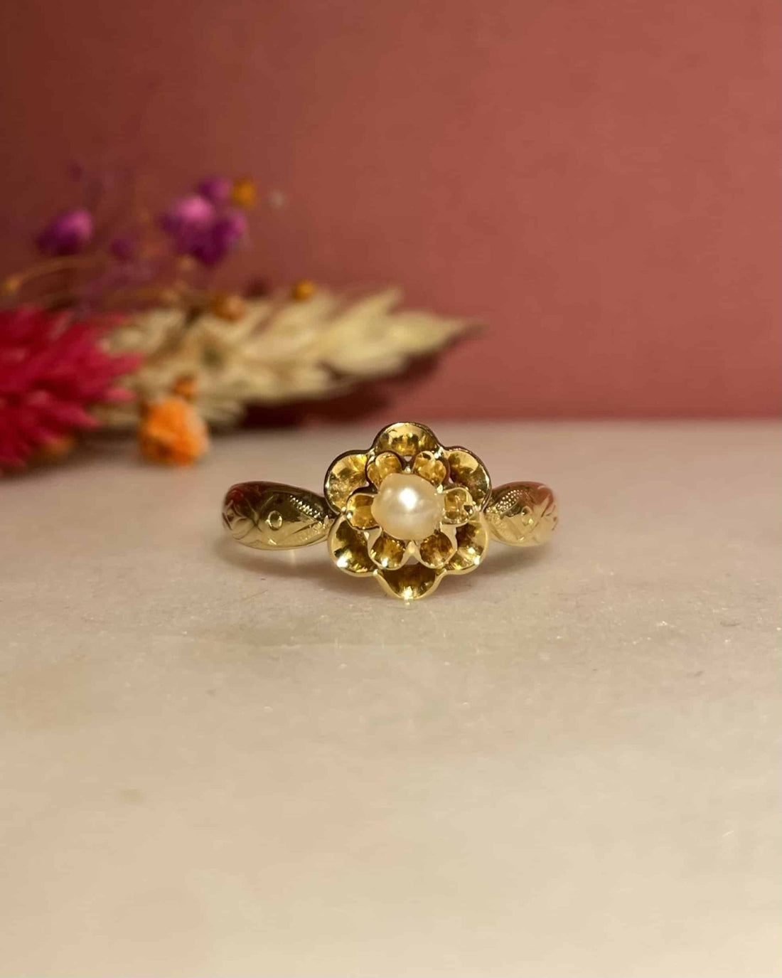 Bague Vintage Fleur Perle &quot;Aly&quot; - Elliade Paris