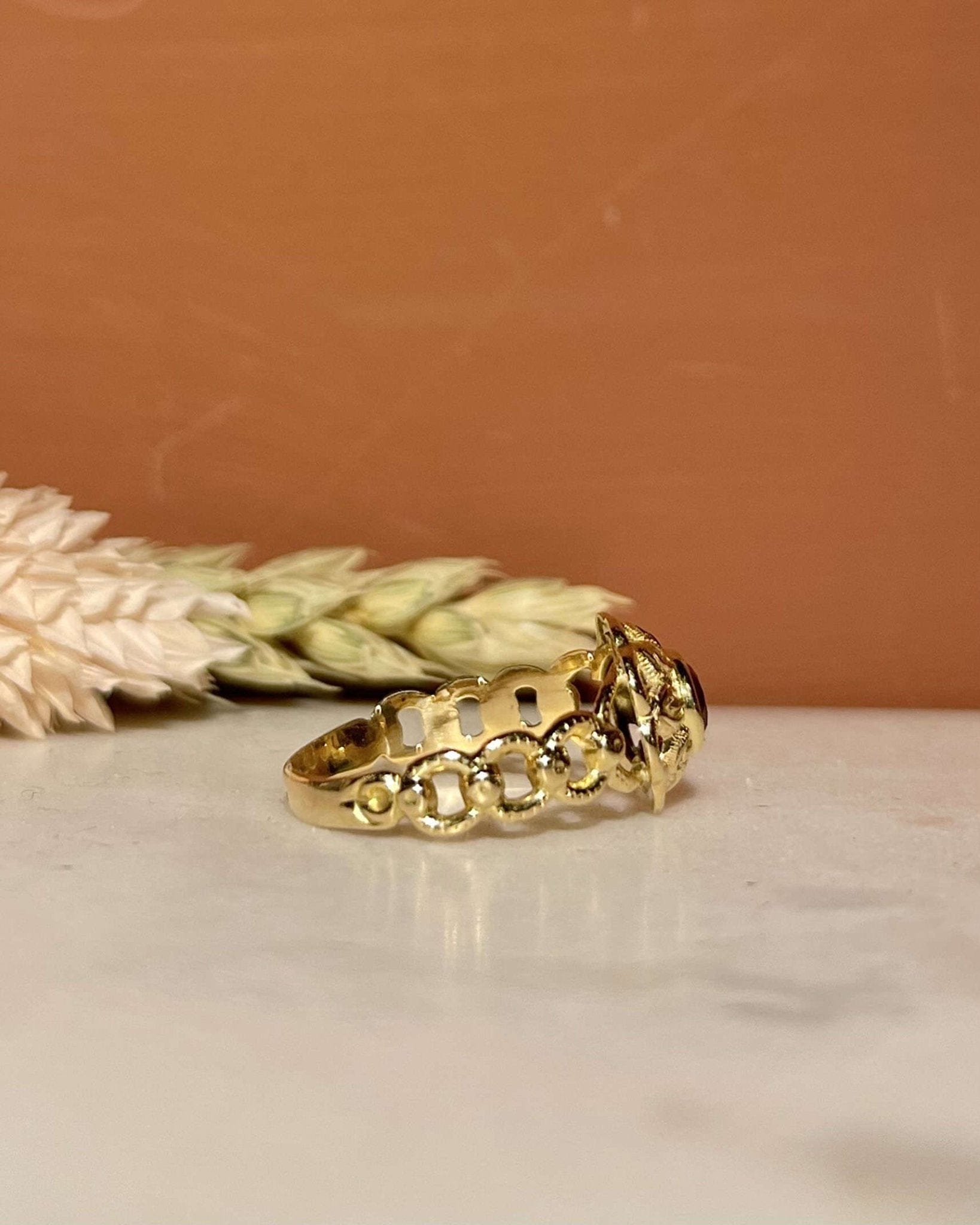 Bague Vintage Grenat Fleur "Florina" - Elliade Paris