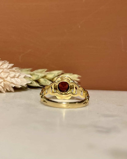 Bague Vintage Grenat Fleur "Florina" - Elliade Paris