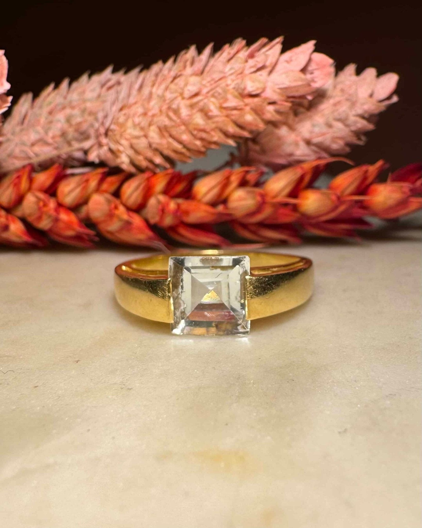 Bague Vintage Jonc Aigue - marine "Nick" - Elliade Paris