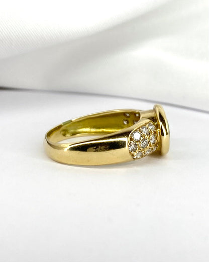 Bague Vintage Jonc Emeraude 1.78 Carat &amp; 18 Diamants &quot;Carolina&quot; - Elliade Paris
