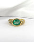 Bague Vintage Jonc Emeraude 1.78 Carat & 18 Diamants "Carolina" - Elliade Paris