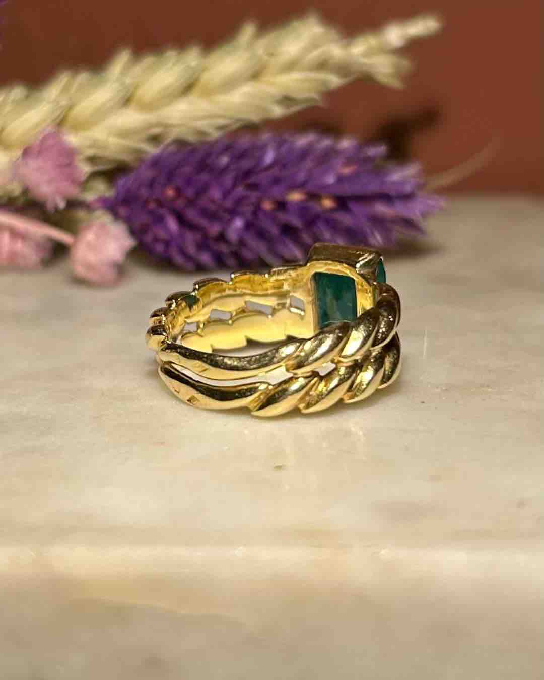 Bague Vintage Jonc émeraude "Elena" - Elliade Paris