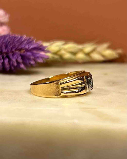 Bague Vintage Jonc Émeraude "Hortensia" - Elliade Paris