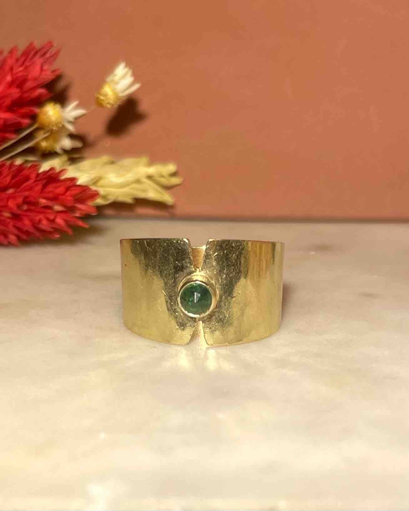 Bague Vintage Jonc Émeraude "Nina" - Elliade Paris