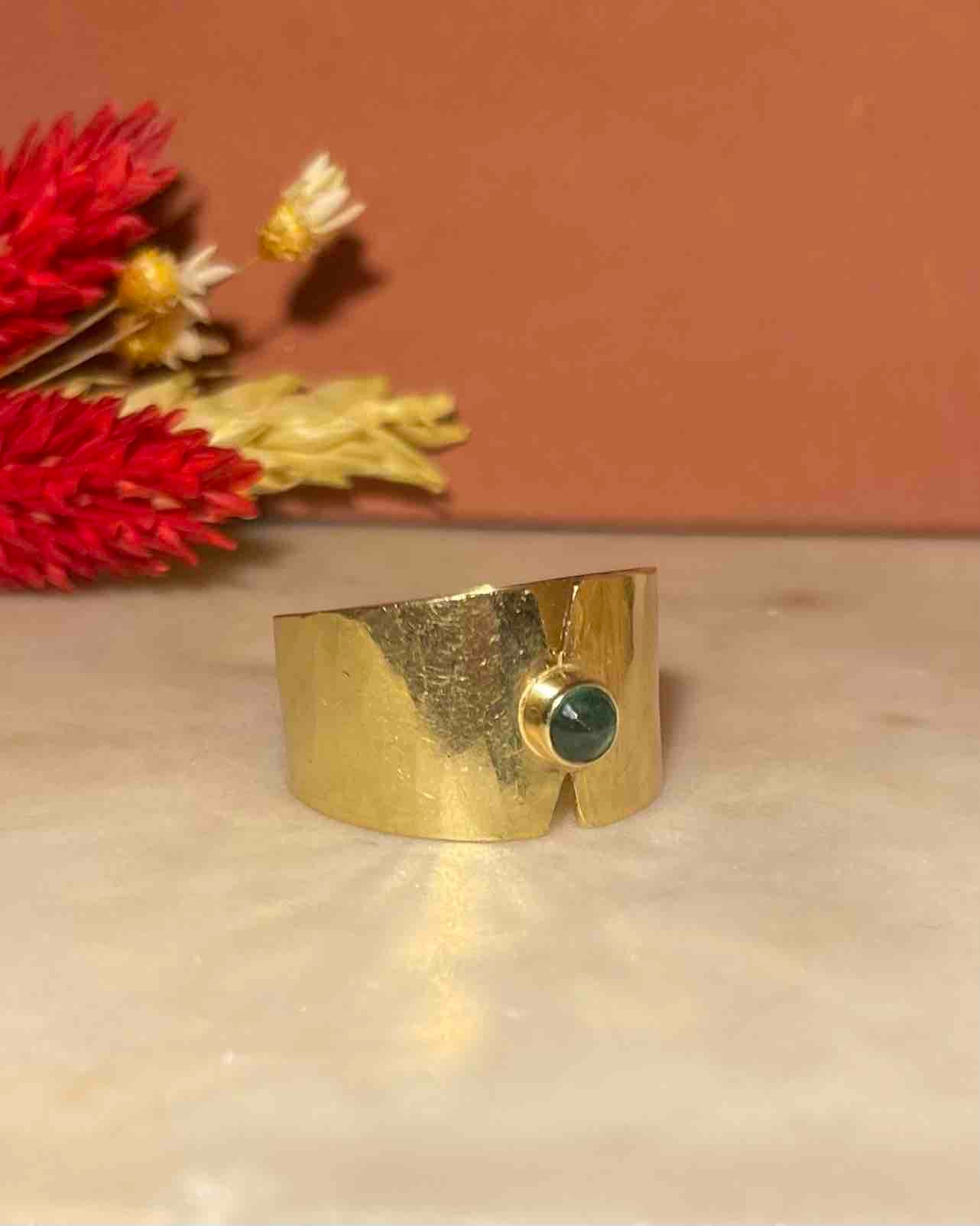 Bague Vintage Jonc Émeraude "Nina" - Elliade Paris