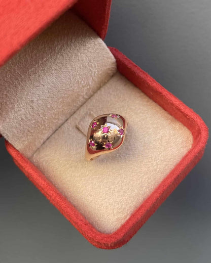 Bague Vintage Jonc Étoilé Rubis &quot;Jaya&quot; - Elliade Paris
