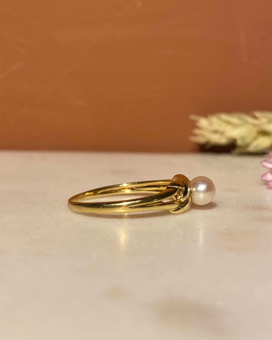 Bague Vintage Jonc Perle &quot;Lycia&quot; - Elliade Paris